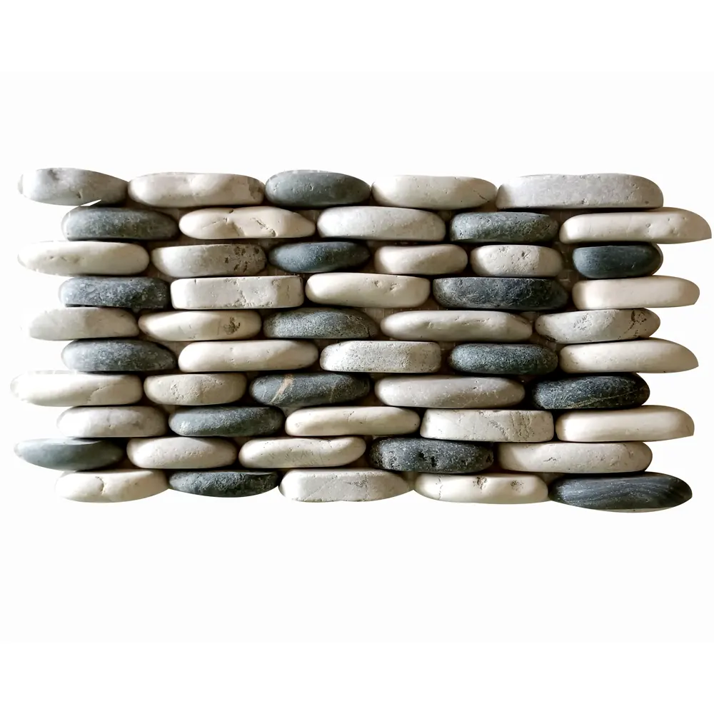 Charcoal Black And White And Grey Standing Pebble - Pebble Tile Store