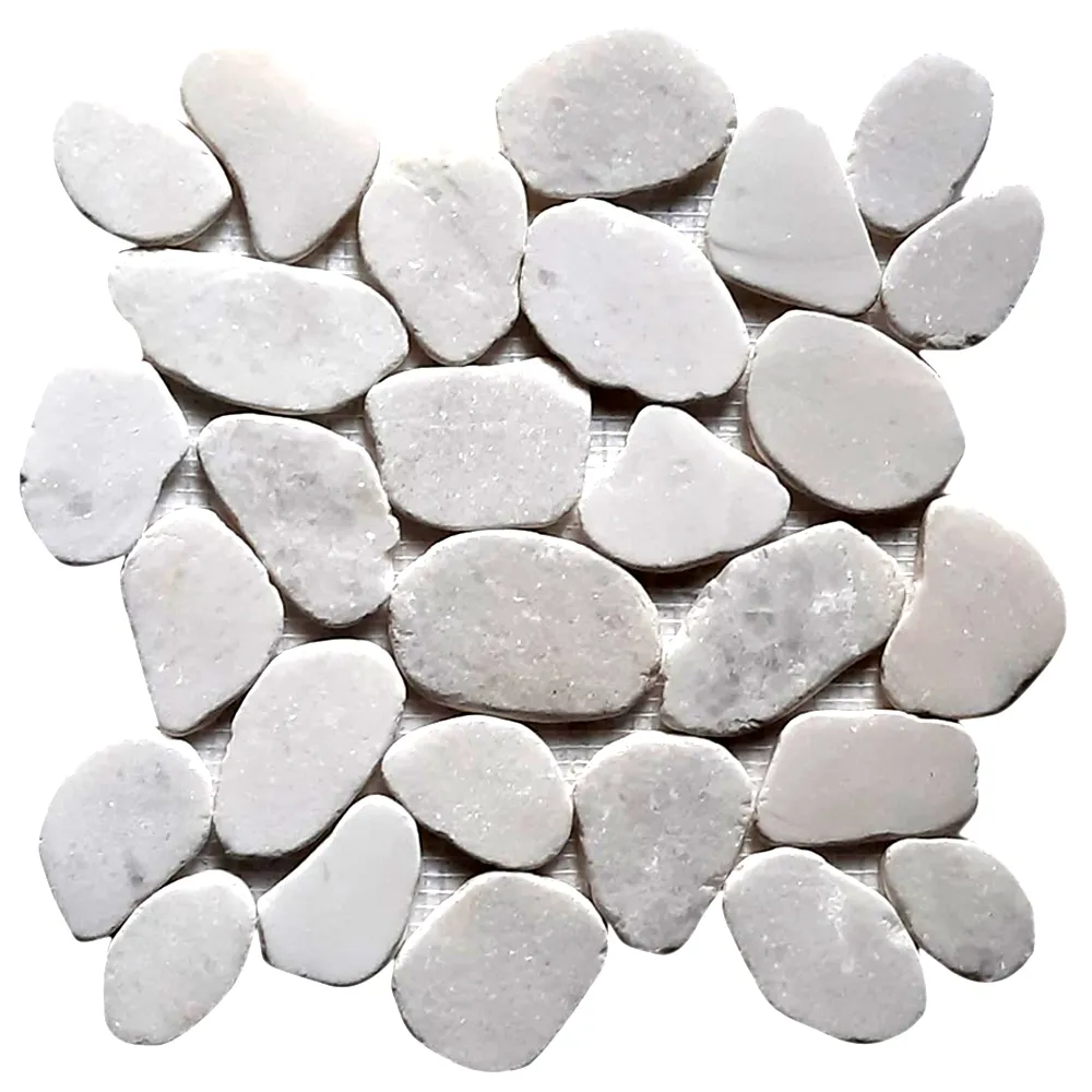 Milky White Xl Sliced Jumbo Pebble Tile- Pebble Tile Store