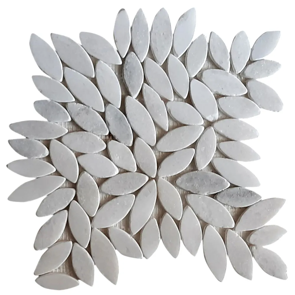 Milky White Flower Flat Sliced Pebble Tile- Pebble Tile Store