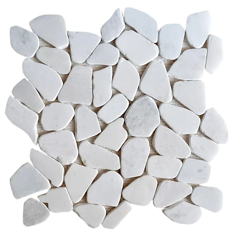 Milky White Pebble Stone Mosaic Tile- Pebble Tile Store
