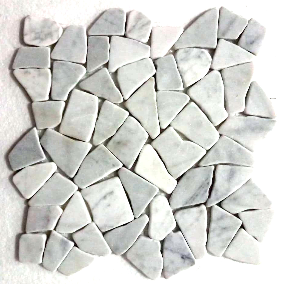 Super White Stone Mosaic Tile- Pebble Tile Shop