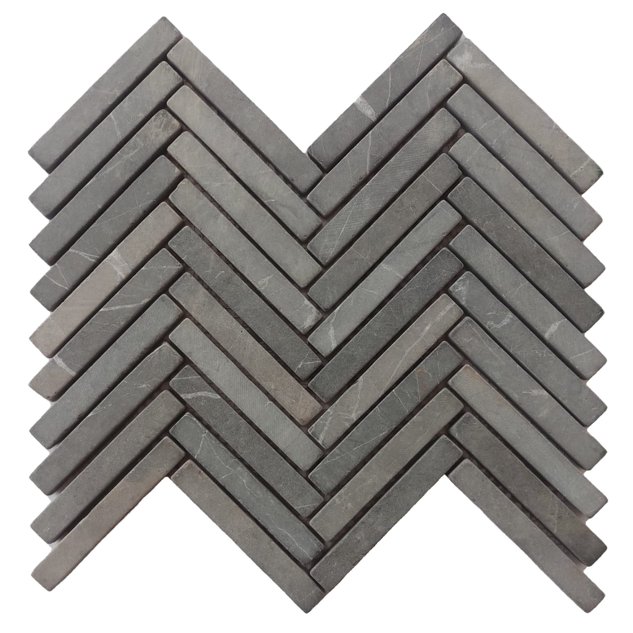 Grey Small Chevron Mosaic Tile- Pebble Tile Store