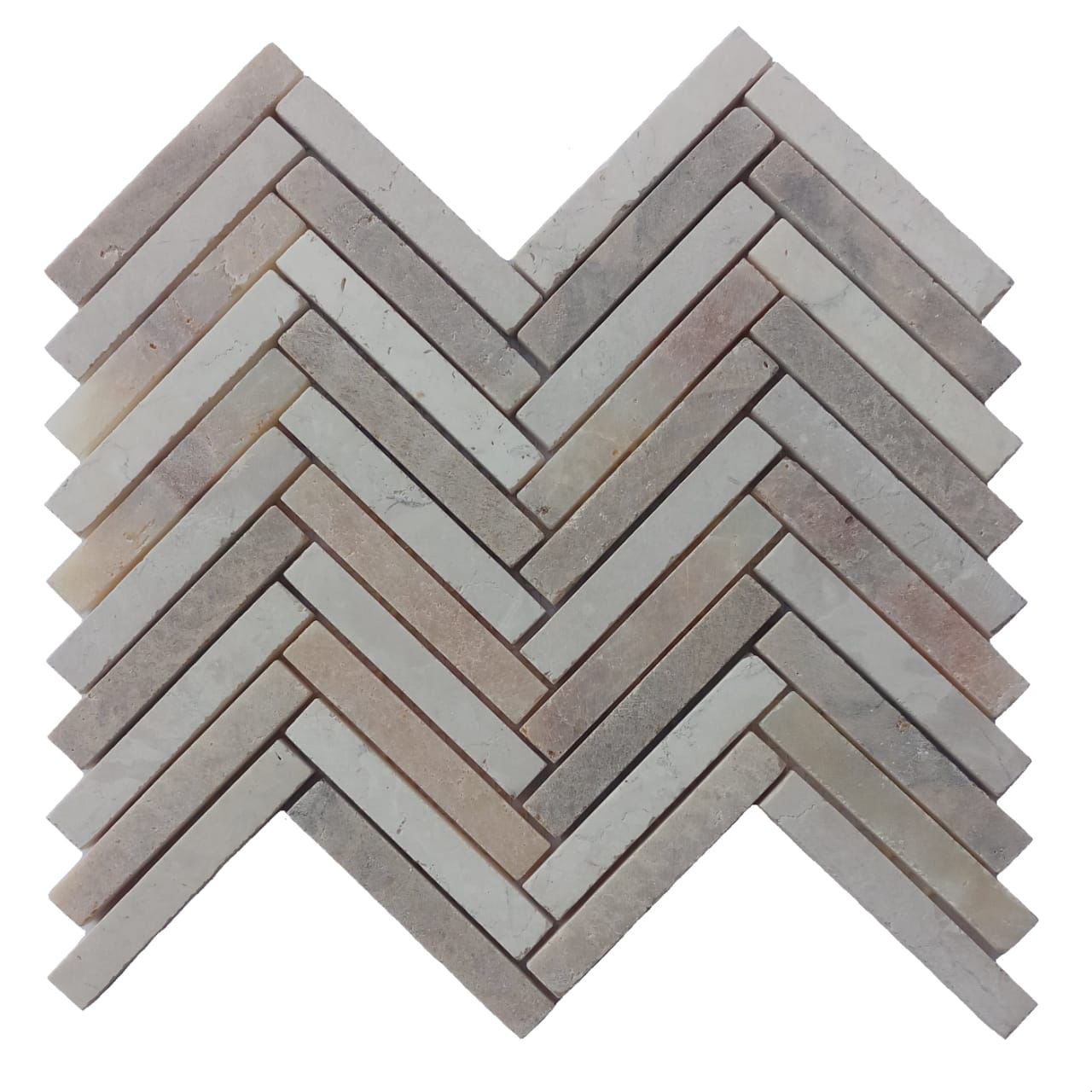 Mixed White And Onyx And Sunset Small Chevron Mosaic Tile- Pebble Tile Store