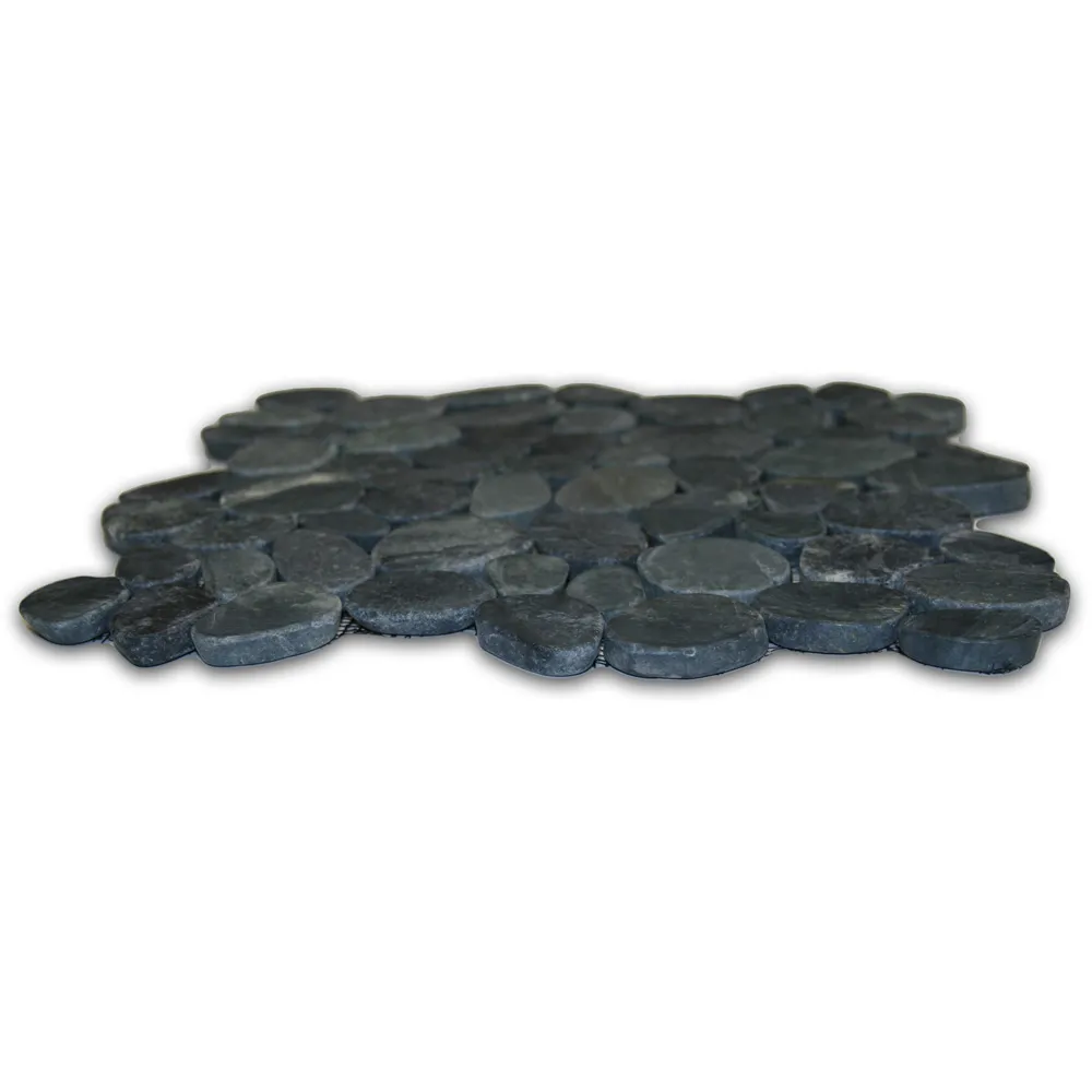 Sliced Charcoal Black Pebble Tile- Pebble Tile Shop