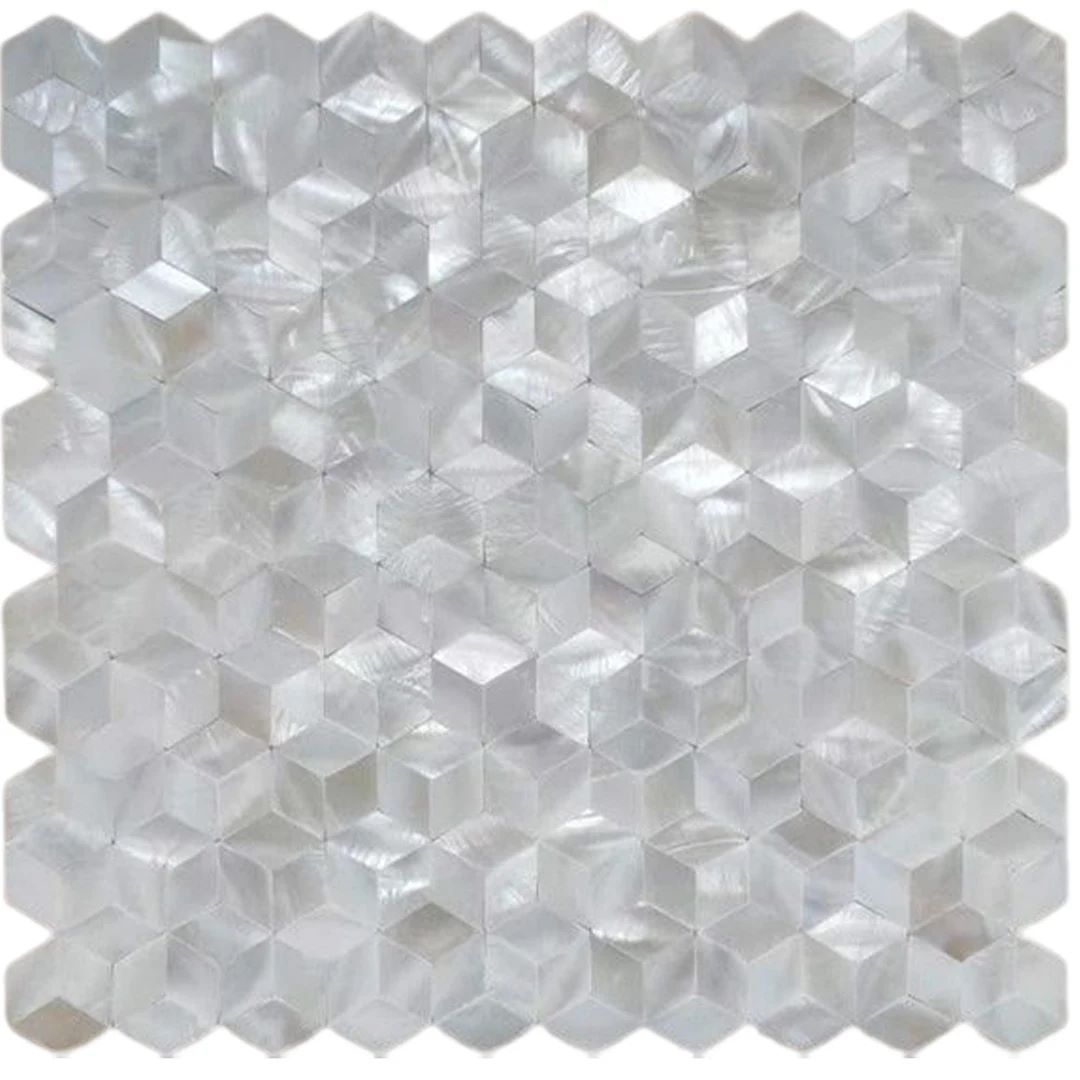 Rhombus Groutless Pearl Shell Tile- Pebble Tile Store