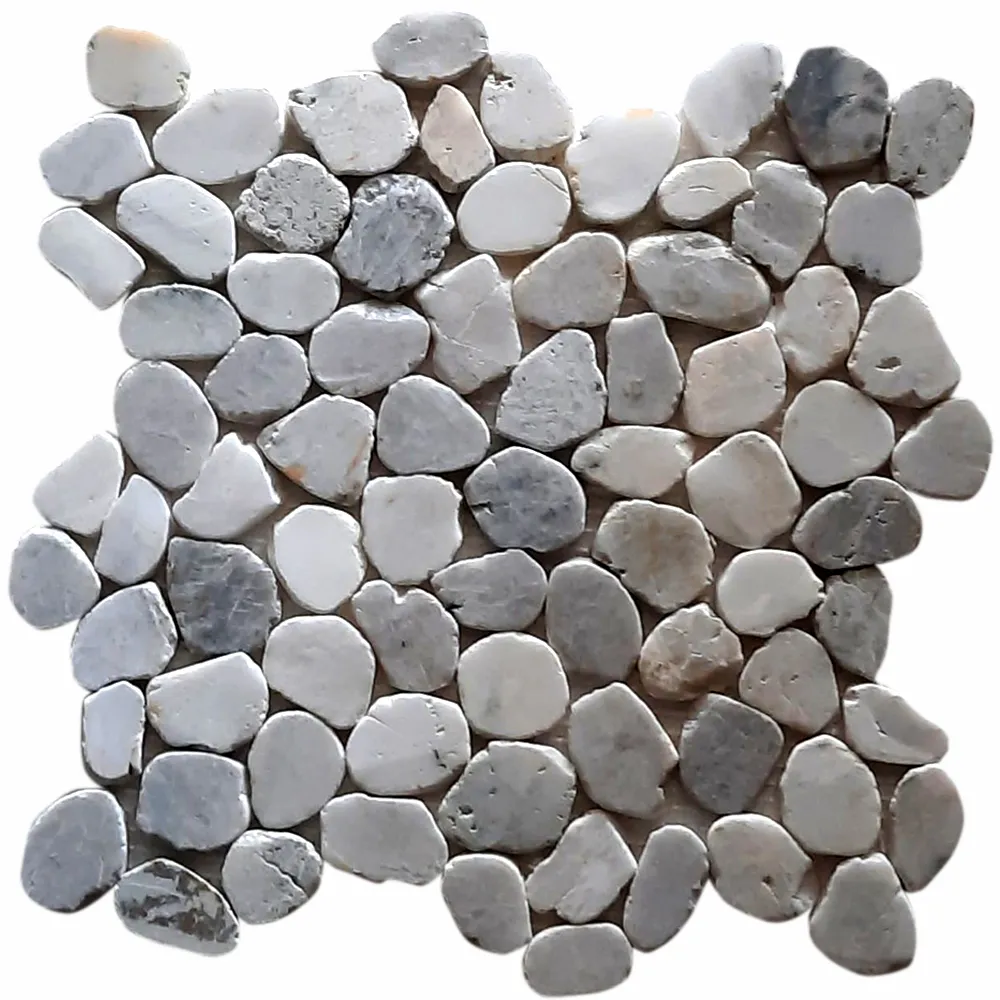 Glacier White Small Round Sliced Pebble Tile- Pebble Tile Store