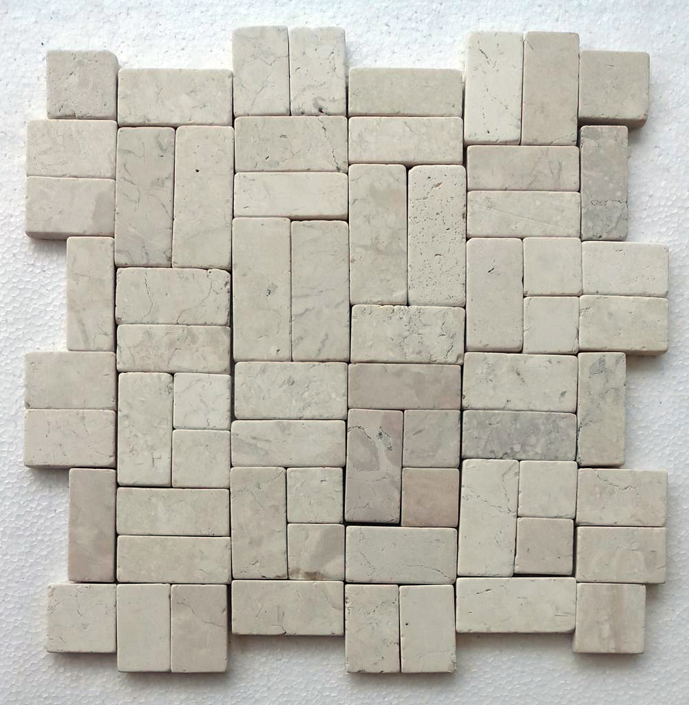Ecru White New Antique Mosaic- Pebble Tile Shop