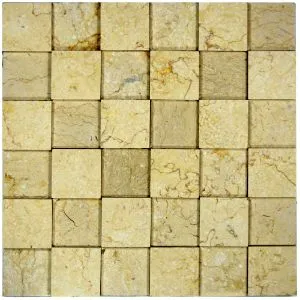 3d Polished Cream Squares Stone Tile- Pebble Tile Shop