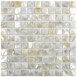 Cream 1" x 1" Pearl Shell Tile- Pebble Tile Store