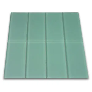 Frosted Sage Green Glass Subway Tile- Pebble Tile Shop