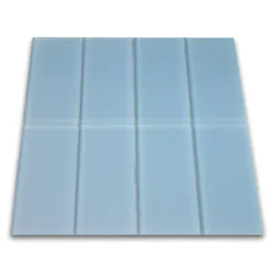 Frosted Sky Blue Glass Subway Tile- Pebble Tile Shop
