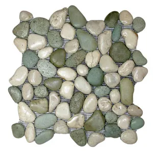 Glazed Sea Green and White Pebble Tile- Pebble Tile Shop
