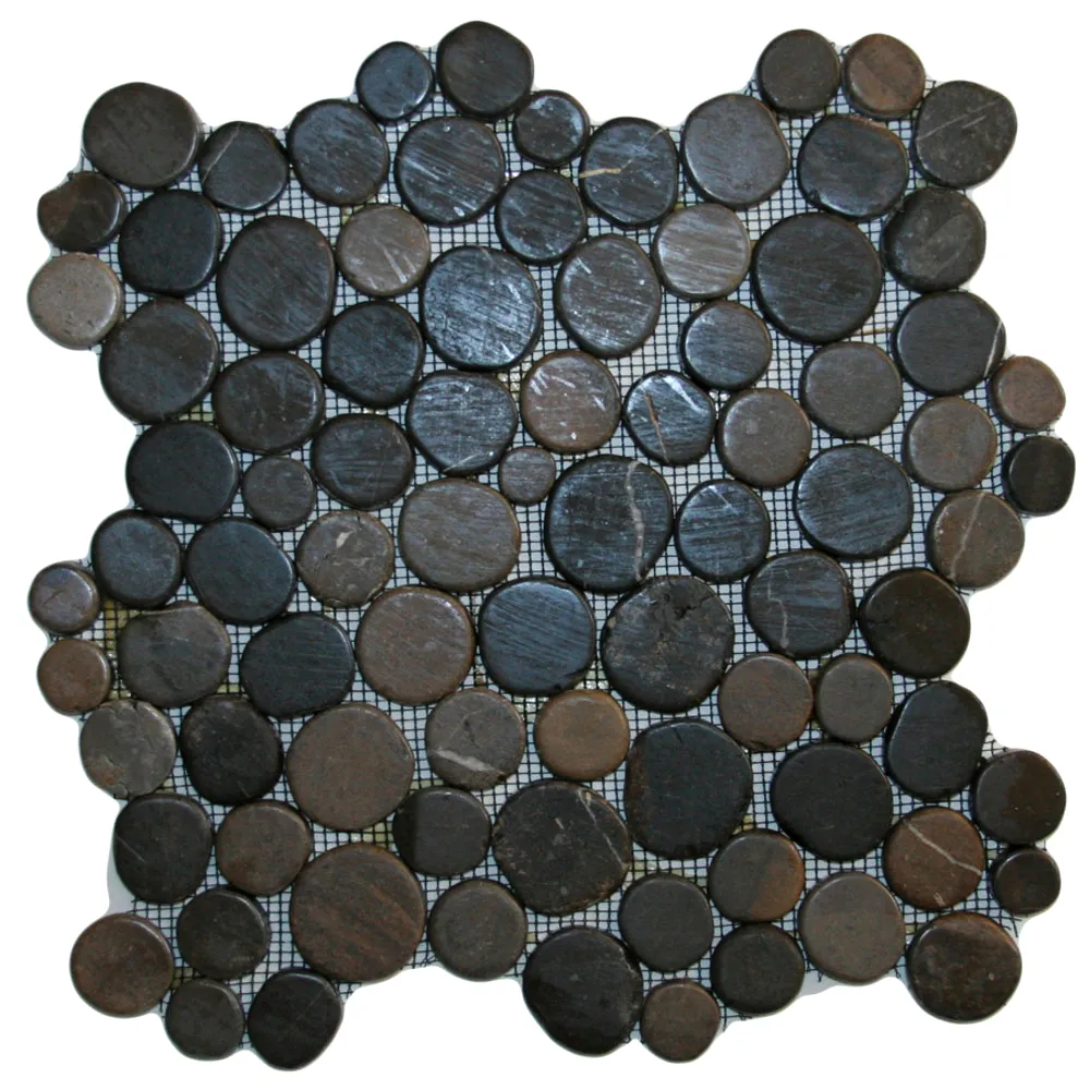 Glazed Grey Moon Mosaic Tile- Pebble Tile Store