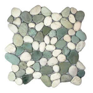Sea Green and White Pebble Tile- Pebble Tile Store