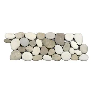 Java Tan and White Pebble Tile Border- Pebble Tile Store