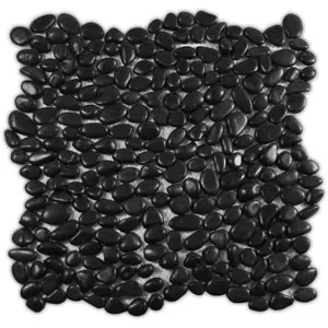 Mini Polished Black Pebble Tile - Pebble Tile Store