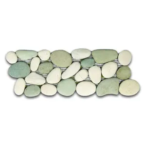 Sea Green and White Pebble Tile Border - Pebble Tile Store