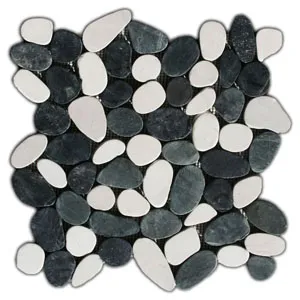 Sliced Black and White Pebble Tile- Pebble Tile Store