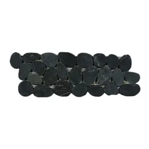 Sliced Charcoal Black Pebble Tile Border - Pebble Tile Shop