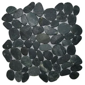 Sliced Charcoal Black Pebble Tile- Pebble Tile Store