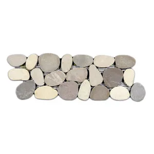 Sliced Java Tan and White Pebble Tile Border- Pebble Tile Store