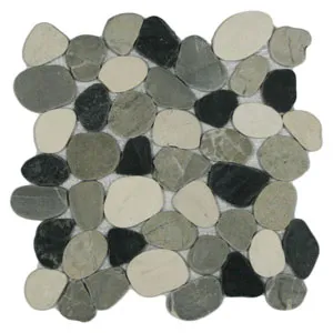 Sliced Mixed White Black and Grey Pebble Tile- Pebble Tile Store