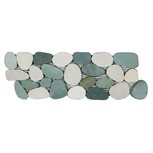 Sliced Sea Green and White Pebble Tile Border- Pebble Tile Shop