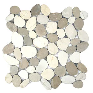 Sliced Java Tan and White Pebble Tile - Pebble Tile Store