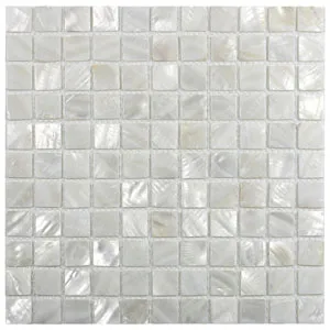 White 1" x 1" Pearl Shell Tile - Pebble Tile Shop