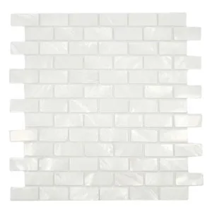 White 1x2 Pearl Shell Tile- Pebble Tile Shop