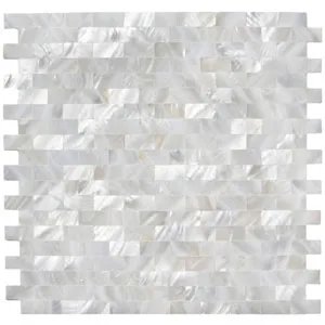 White Brick Groutless Pearl Shell Tile- Pebble Tile Store