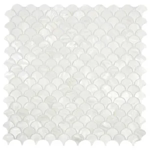 White Fish Scale Pearl Shell Tile- Pebble Tile Shop