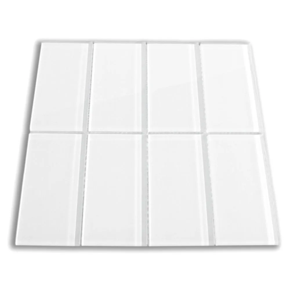 White Glass Subway Tile- Pebble Tile Store