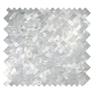 White Groutless Herringbone Pearl Tile- Pebble Tile Shop