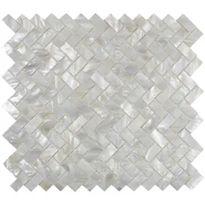 White Herringbone Pearl Shell Tile- Pebble Tile Store