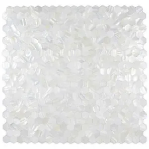 White Hexagon Groutless Pearl Tile- Pebble Tile Store