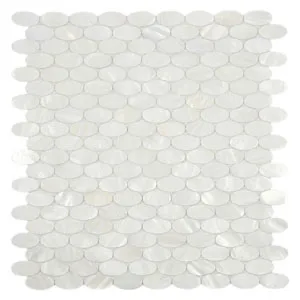 White Oval Pearl Shell Tile- Pebble Tile Shop