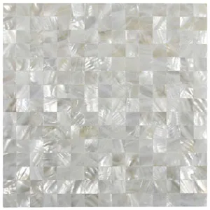 White Square Groutless Pearl Shell Tile- Pebble Tile Store